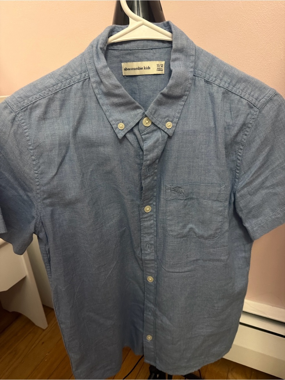 Abercrombie & Fitch Kids Chambray Blue Short Sleeve Button-Down